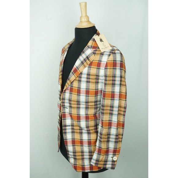 Rowing Blazers Indian Madras Multicolor Plaid Sport Coat Jacket Sz 36S - Picture 3 of 9